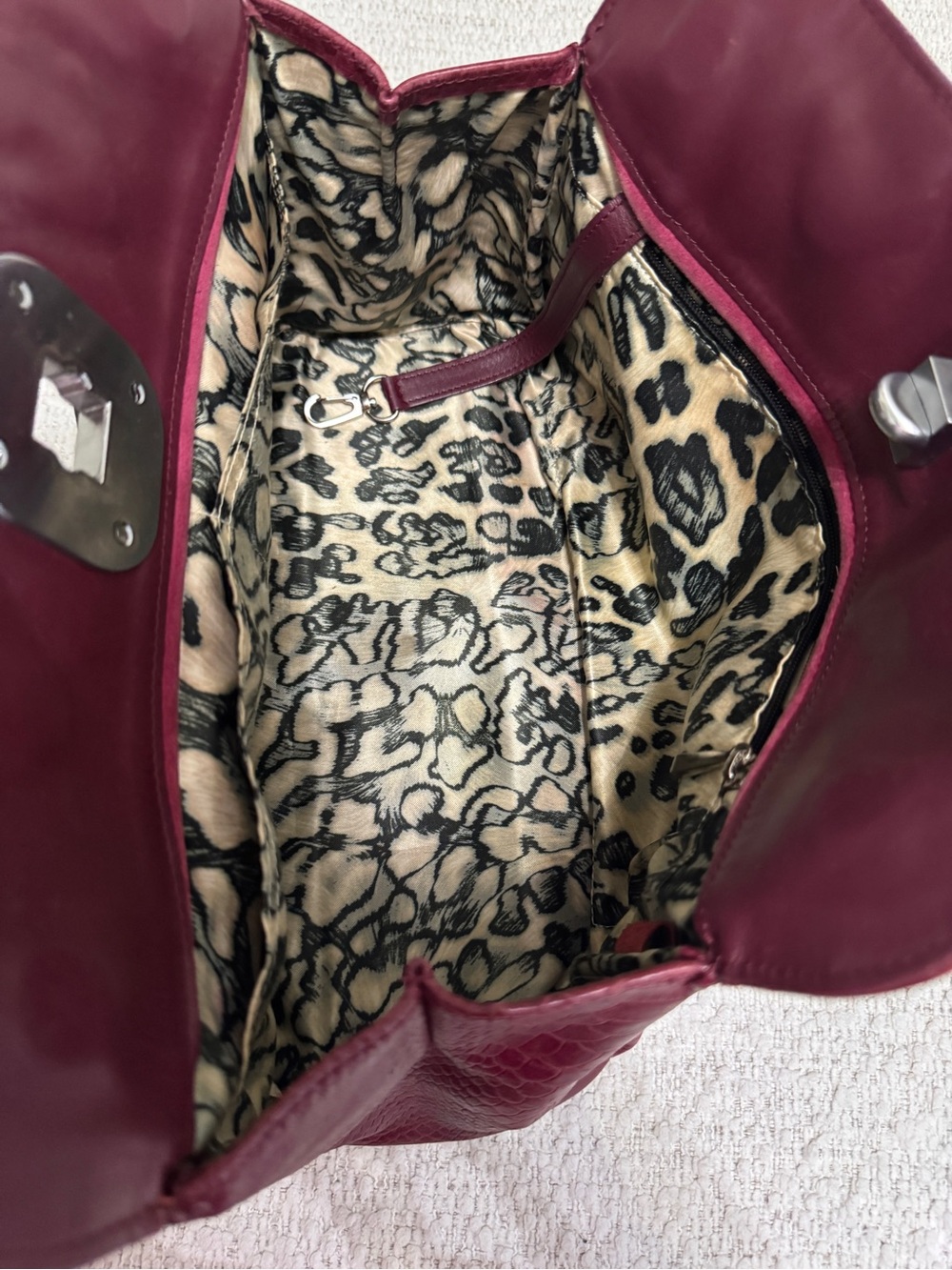 Longchamp Gatsby Satchel Red Python Embossed Twist Lock Structured Purse France - Picture 9 of 16